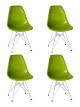 Стул DOBRIN Набор 4 шт Стул обеденный DOBRIN DSR, ножки хром, цвет салатовый (G-08) арт. LMZL-PP638A-N_M_P-G-08
