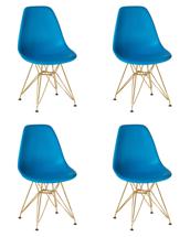 Стул DOBRIN Набор 4 шт Стул обеденный DOBRIN DSR, ножки золотые, цвет голубой (BE-02) арт. LMZL-PP638A-N_G-M_P-BE-02