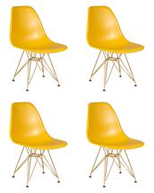 Стул DOBRIN Набор 4 шт Стул обеденный DOBRIN DSR, ножки золотые, цвет горчичный (Y-03) арт. LMZL-PP638A-N_M_P-Y-03