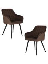 Стул DOBRIN Набор 2 шт Стул обеденный DOBRIN ROBERT, черные матовые ножки, велюр V108-76 Горький шоколад арт. LML-8266-N_B-M_V-V108-76