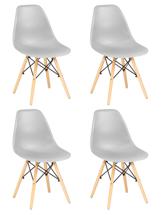 Стул DOBRIN Набор 4 шт Стул обеденный DOBRIN DSW, ножки светлый бук, цвет светло-серый (GR-01) арт. LMZL-PP638-N_LB-MTR_P-GR-01