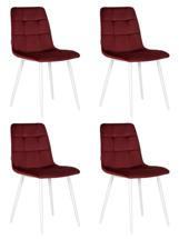Стул DOBRIN Набор 4 шт Стул обеденный DOBRIN CHILLY, Бордовый Holland 47, основание белое арт. A_005-N_W-M_V-Holland-47