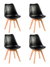 Стул DOBRIN Набор 4 шт Стул обеденный DOBRIN JERRY SOFT, ножки светлый бук, цвет сиденья чёрный (B-03) арт. LMZL-PP635-N_LB-TR_P-B-03