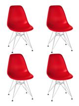 Стул DOBRIN Набор 4 шт Стул обеденный DOBRIN DSR, ножки хром, цвет красный (R-02) арт. LMZL-PP638A-N_M_P-R-02