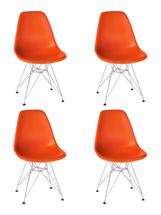 Стул DOBRIN Набор 4 шт Стул обеденный DOBRIN DSR, ножки хром, цвет оранжевый (O-02) арт. LMZL-PP638A-N_M_P-O-02