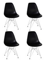 Стул DOBRIN Набор 4 шт Стул обеденный DOBRIN DSR, ножки хром, цвет чёрный (B-03) арт. LMZL-PP638A-N_CH-M_P-B-03