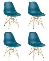 Стул DOBRIN Набор 4 шт Стул обеденный DOBRIN DSR, ножки золотые, цвет морской волны (G-05) арт. LMZL-PP638A-N_G-M_P-G-05