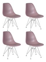 Стул DOBRIN Набор 4 шт Стул обеденный DOBRIN DSR, ножки хром, цвет сиреневый (P-04) арт. LMZL-PP638A-N_CH-M_P-P-04