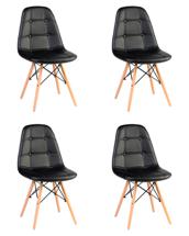 Стул DOBRIN Набор 4 шт Стул обеденный DOBRIN BENNET, ножки светлый бук, чёрный арт. LMZL-301-N_LB-MTR_EL-black