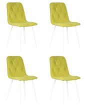 Стул DOBRIN Набор 4 шт Стул обеденный DOBRIN CHILLY ROMBO, Лайм Simple 14, основание белый арт. A006-N_W-M_V-Simple-14