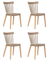 Стул DOBRIN Набор 4 шт Стул обеденный DOBRIN THEO, ножки светлый бук, цвет бежевый (GR-03) арт. LMZL-PP687-N_LB-TR_P-GR-03