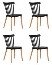 Стул DOBRIN Набор 4 шт Стул обеденный DOBRIN THEO, ножки светлый бук, цвет черный (B-03) арт. LMZL-PP687-N_LB-TR_P-B-03