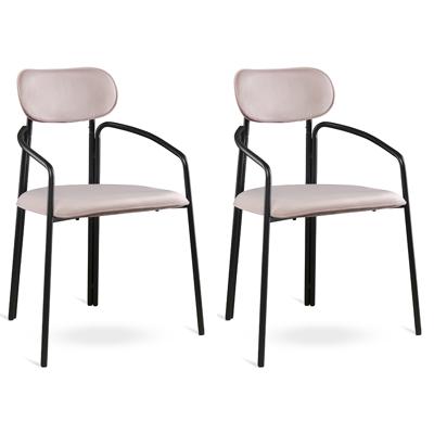Стул LATITUDE Набор из 2 стульев ror, round, велюр, черный/розовый арт. RORCHRBKVLRPK-2