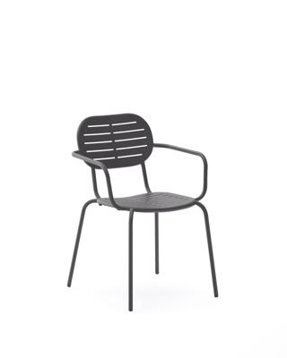 Стул La Forma (ех Julia Grup) Стул для улицы Brai с подлокотниками из оцинкованной стали тёмно-серого цвета арт. 261845