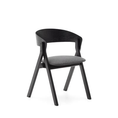 Стул La Forma (ех Julia Grup) Стул Godia из дерева с черной отделкой и серым шениллом арт. 229555