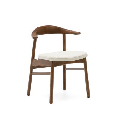 Стул La Forma (ех Julia Grup) Стул Timons из бежевой синели из массива дуба с отделкой орех FSC Mix Credit арт. 191704