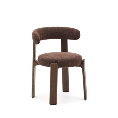 Стул La Forma (ех Julia Grup) Granite Стул на 4 ножках из коричневого шенилла и массива ясеня в отделке орех арт. 207773