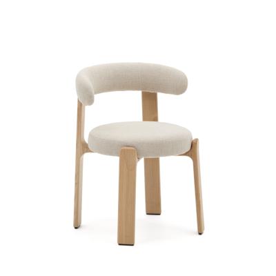 Стул La Forma (ех Julia Grup) Granite Стул на 4 ножках из бежевого шенилла и массива ясеня в натуральной отделке арт. 207775