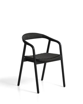Стул La Forma (ех Julia Grup) Уличный стул Derile из массива дуба и веревки в черной отделке арт. 481901