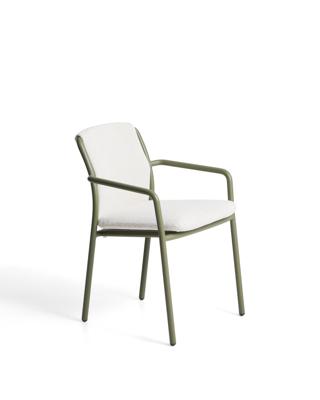 Стул La Forma (ех Julia Grup) Уличный стул Linosa из зеленого алюминия с бежевой подушкой арт. 482283