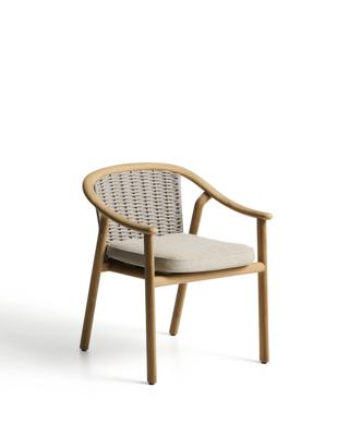 Стул La Forma (ех Julia Grup) Уличный стул Elunda из тикового дерева и бежевой веревки арт. 482215