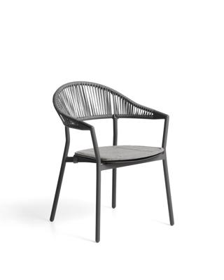 Стул La Forma (ех Julia Grup) Уличный стул Alimia из графитового алюминия с серой веревкой арт. 482576