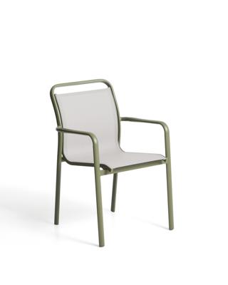 Стул La Forma (ех Julia Grup) Уличный стул Luri из алюминия зеленого цвета и бежевого текстиля арт. 482614