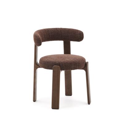 Стул La Forma (ех Julia Grup) Granite Стул на 4 ножках из коричневого шенилла и массива ясеня в отделке орех арт. 207773