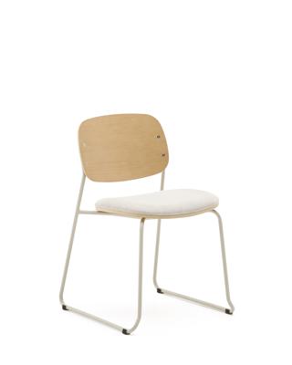 Стул La Forma (ех Julia Grup) Стул Meli с сиденьем из бежевого шенилла и бежевыми металлическими ножками арт. 262289