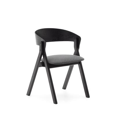 Стул La Forma (ех Julia Grup) Стул Godia из дерева с черной отделкой и серым шениллом арт. 229555
