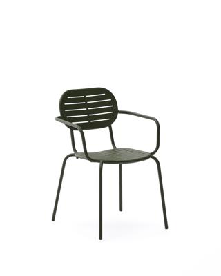 Стул La Forma (ех Julia Grup) Стул для улицы Brai с подлокотниками из оцинкованной стали зелёного цвета арт. 261847