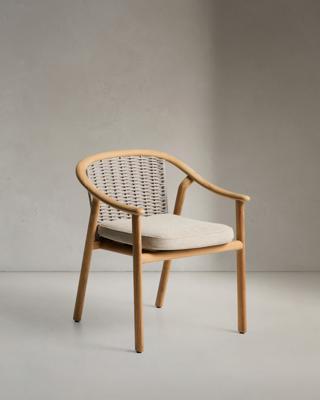Стул La Forma (ех Julia Grup) Уличный стул Elunda из тикового дерева и бежевой веревки арт. 482215