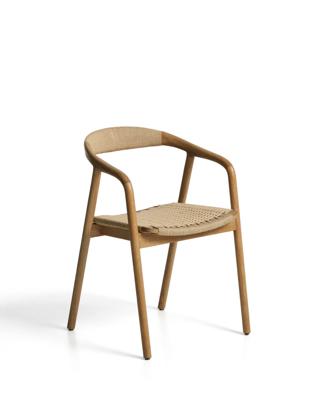 Стул La Forma (ех Julia Grup) Уличный стул Derile из массива дуба в натуральной отделке и бежевой веревки арт. 481905