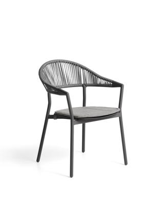 Стул La Forma (ех Julia Grup) Уличный стул Alimia из графитового алюминия с серой веревкой арт. 482576