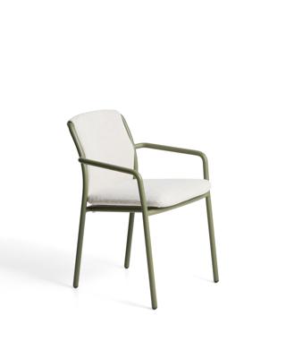Стул La Forma (ех Julia Grup) Уличный стул Linosa из зеленого алюминия с бежевой подушкой арт. 482283