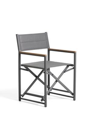 Стул La Forma (ех Julia Grup) Складной уличный стул Tisno из графитового алюминия и серого текстиля арт. 483455