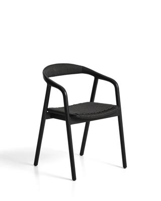 Стул La Forma (ех Julia Grup) Уличный стул Derile из массива дуба и веревки в черной отделке арт. 481901