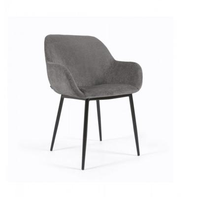 Стул La Forma (ех Julia Grup) Стул Konna темно-серый из мягкой синели с черными ножками арт. 110277