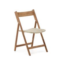 Стул La Forma (ех Julia Grup) Складной стул Dandara из массива акации со стальной конструкцией и белым шнуром арт. 193278