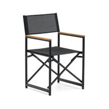 Стул La Forma (ех Julia Grup) Llado Складной стул из черного алюминия с подлокотниками из массива тика арт. 157071
