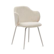 Стул La Forma (ех Julia Grup) Suanna Стул из бежевого вельвета со стальными ножками арт. 149639