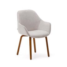 Стул La Forma (ех Julia Grup) Aleli Стул из бежевой синели и ножками из ясеня с отделкой под орех арт. 179264