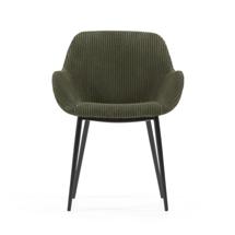 Стул La Forma (ех Julia Grup) Стул Konna из толстого вельвета темно-зеленого цвета со стальными ножками с черной отделкой арт. 110291