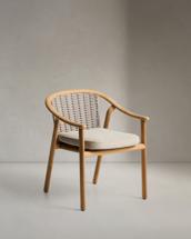 Стул La Forma (ех Julia Grup) Уличный стул Elunda из тикового дерева и бежевой веревки арт. 482215