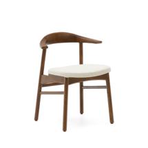 Стул La Forma (ех Julia Grup) Стул Timons из бежевой синели из массива дуба с отделкой орех FSC Mix Credit арт. 191704