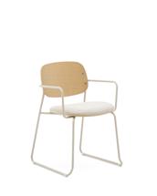 Стул La Forma (ех Julia Grup) Стул Meli с подлокотниками с сиденьем из бежевого шенилла и бежевыми металлическими ножками арт. 262291