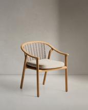 Стул La Forma (ех Julia Grup) Уличный стул Elunda из тикового дерева и бежевой веревки арт. 482215