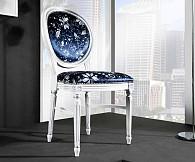 Стул М-СИТИ 3246/SR Стул, P66 белый с патиной и серебряными деталями / ткань UPH GENE 3057 LIGHT BLUE СКИДКА 50% арт. 3246/S