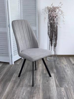 Стул М-СИТИ Стул ПРОВАНС 360 град. поворот. B22 Серый, велюр / черный каркас, М-City арт. 635M06167