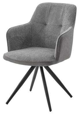 Стул М-СИТИ Стул НОРМАН 360 град., цвет BELLA-13/CYPRUS-10 серый, шенилл/замша / черный каркас М-City арт. 472M06082
